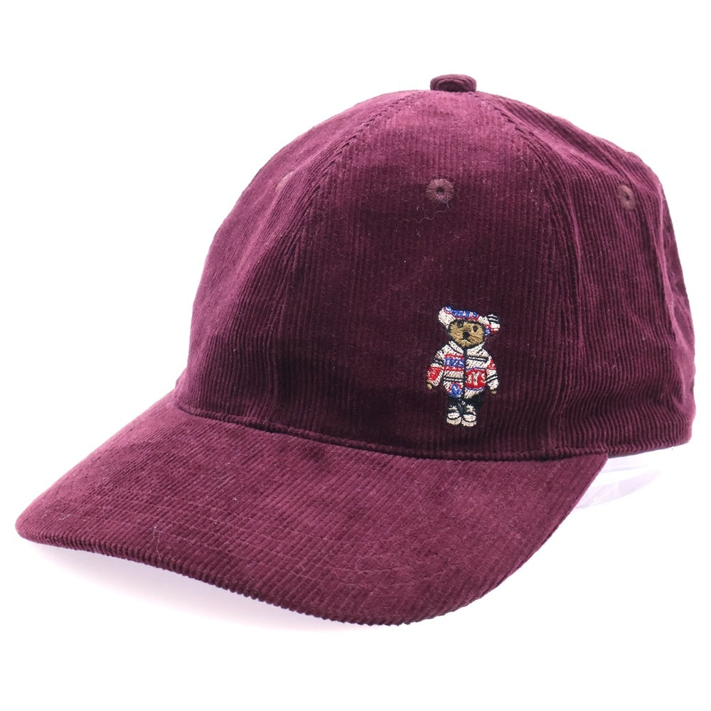 HYSTERIC GLAMOUR(ヒステリックグラマー) テディベア刺繍 コーデュロイベースボールキャップ 帽子 バーガンディ 02243QH05