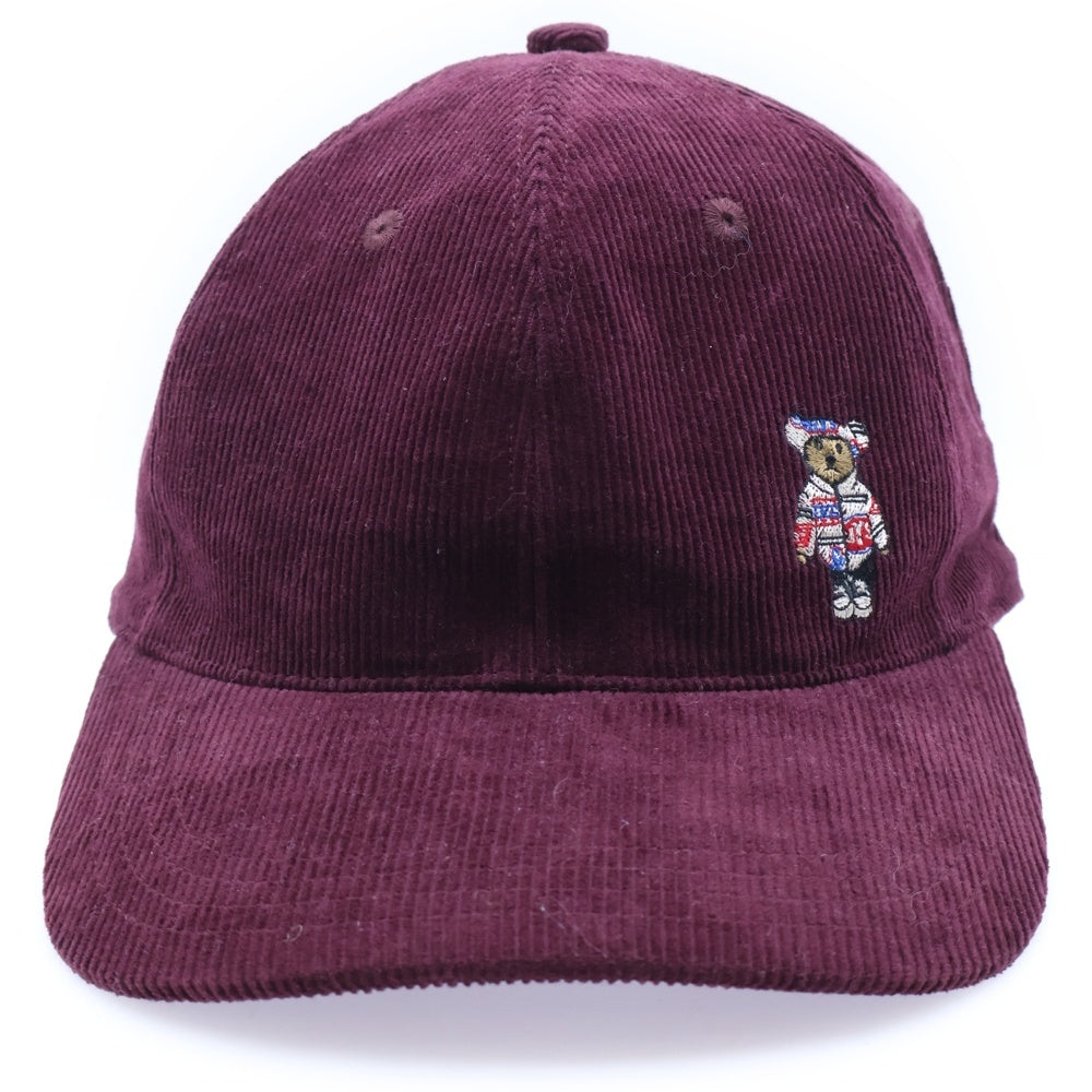 HYSTERIC GLAMOUR(ヒステリックグラマー) テディベア刺繍 コーデュロイベースボールキャップ 帽子 バーガンディ 02243QH05