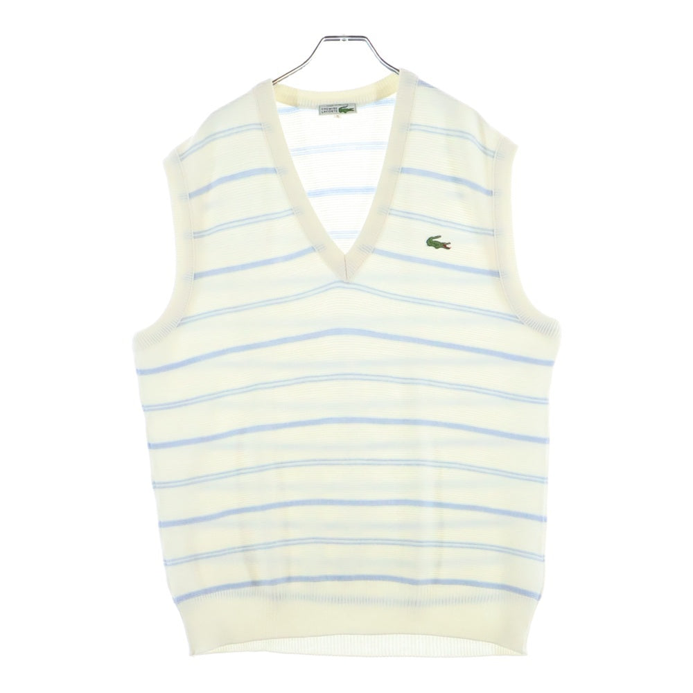 LACOSTE(ラコステ) 70S VINTAGE ボーダー アクリルニットベスト フレラコ ホワイト/ブルー