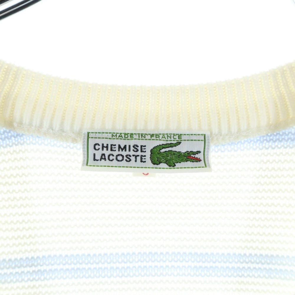 LACOSTE(ラコステ) 70S VINTAGE ボーダー アクリルニットベスト フレラコ ホワイト/ブルー