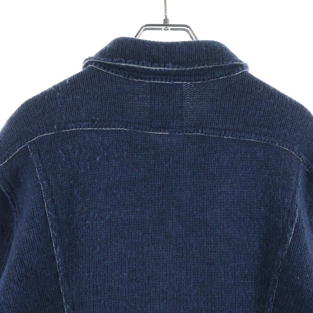DIESEL(ディーゼル) 2ポケット ウール混 アクリルニットジャケット ネイビー