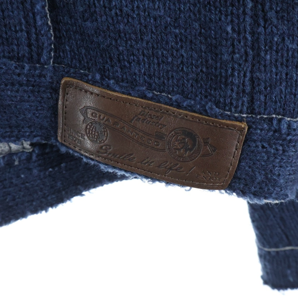DIESEL(ディーゼル) 2ポケット ウール混 アクリルニットジャケット ネイビー