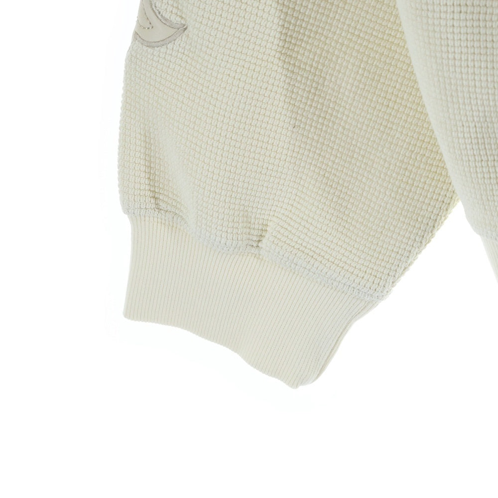 SUPPLIER(サプライヤ) CROSS LEATHER PATCH THERMAL ZIP HOODIE ロゴエンブロイダリー クロスレザーパッチ サーマルジップフーディー ベージュ