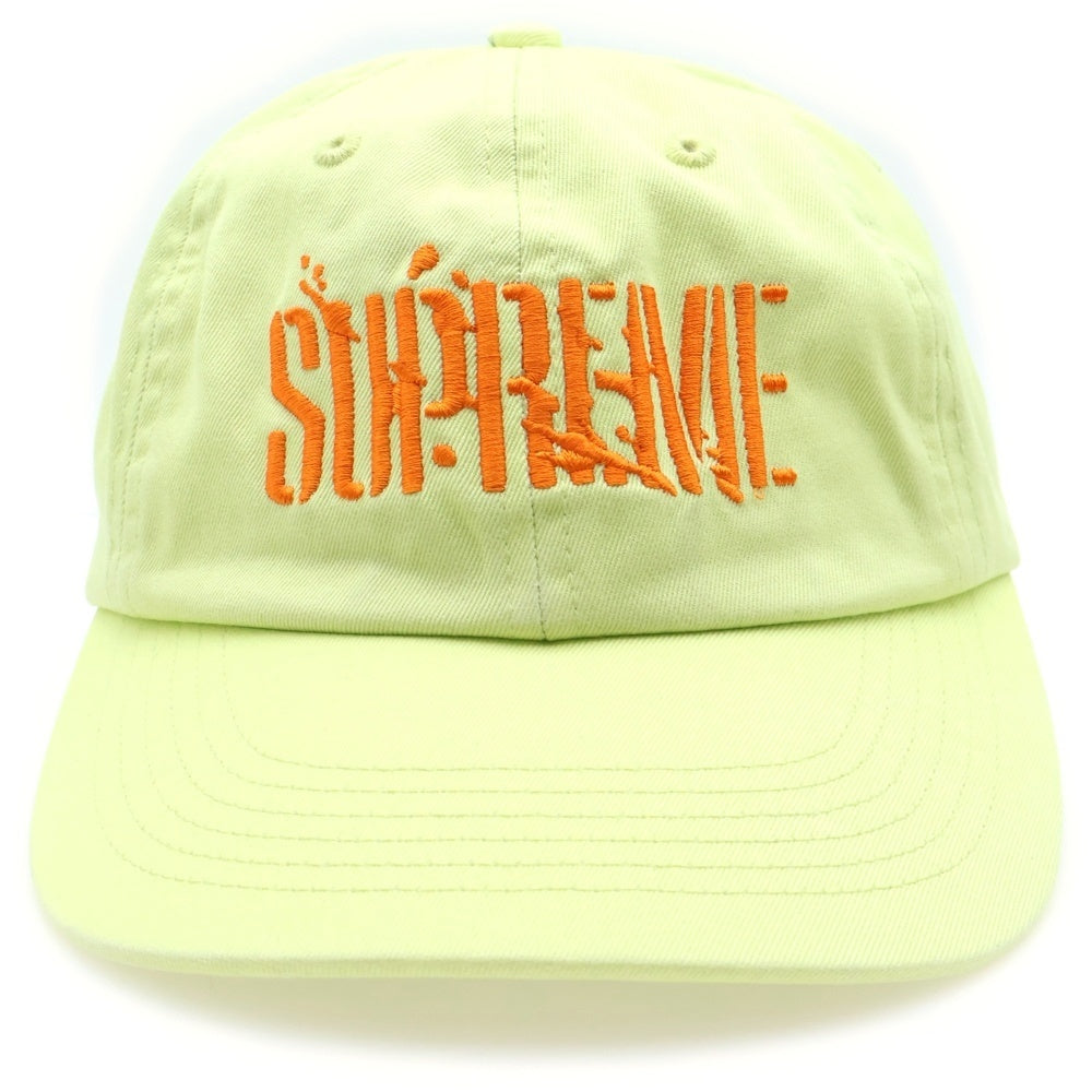 SUPREME(シュプリーム) 25AW Splatter 6-panel Cap スプラッターロゴ刺繍 6パネル ベースボールキャップ 帽子 イエロー
