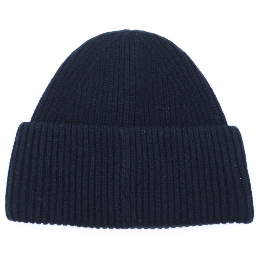 Acne Studios(アクネ ストゥディオズ) フェイスロゴパッチ ウール混ニットビーニー ニット帽 帽子 ブラック vFA-UX-HATS000255