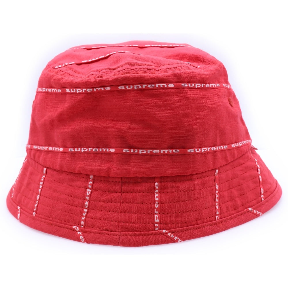 SUPREME(シュプリーム) 20SS Jacquard Line Crusher ロゴ総柄 ジャガードリネンクラッシャーハット 帽子 レッド