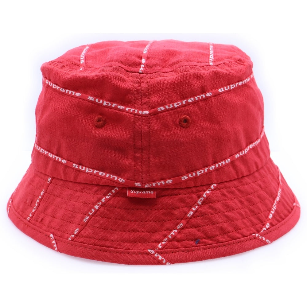 SUPREME(シュプリーム) 20SS Jacquard Line Crusher ロゴ総柄 ジャガードリネンクラッシャーハット 帽子 レッド