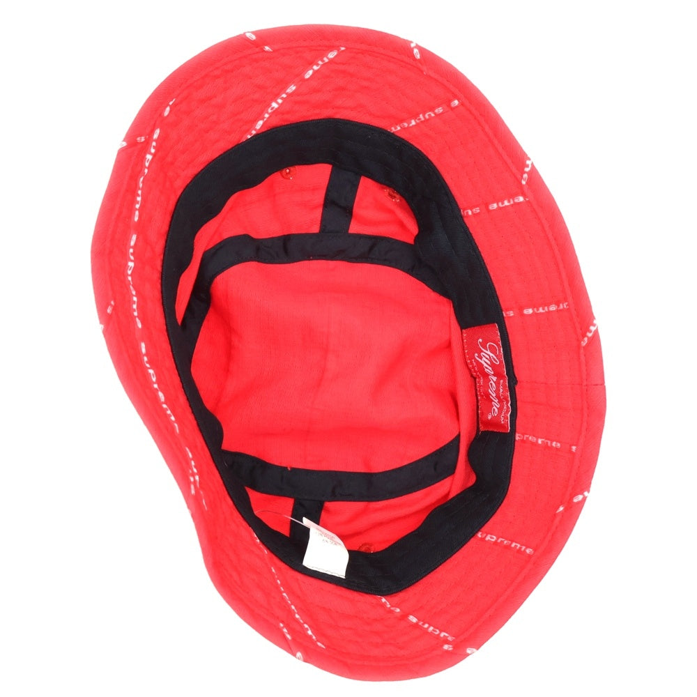 SUPREME(シュプリーム) 20SS Jacquard Line Crusher ロゴ総柄 ジャガードリネンクラッシャーハット 帽子 レッド