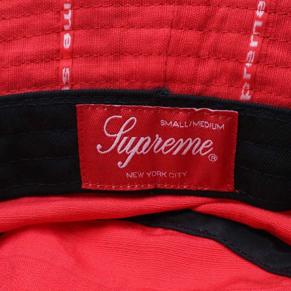 SUPREME(シュプリーム) 20SS Jacquard Line Crusher ロゴ総柄 ジャガードリネンクラッシャーハット 帽子 レッド