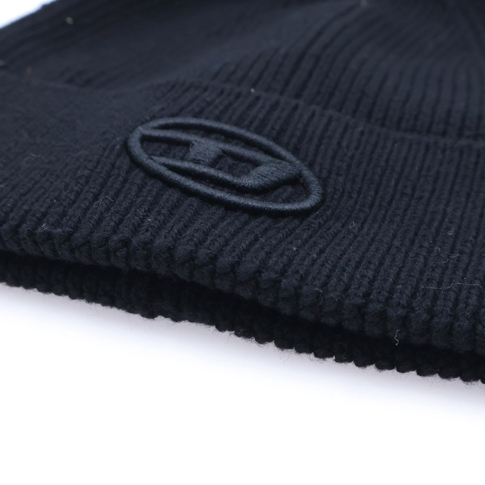 DIESEL(ディーゼル) K-CODER-FULLY B CAP Dロゴ刺繍 ニットビーニー ニット帽 ブラック A04092