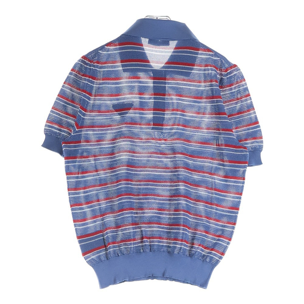 PRADA(プラダ) POLO MCC ストライプ 半袖ニットポロ ブルー/レッド UMB846