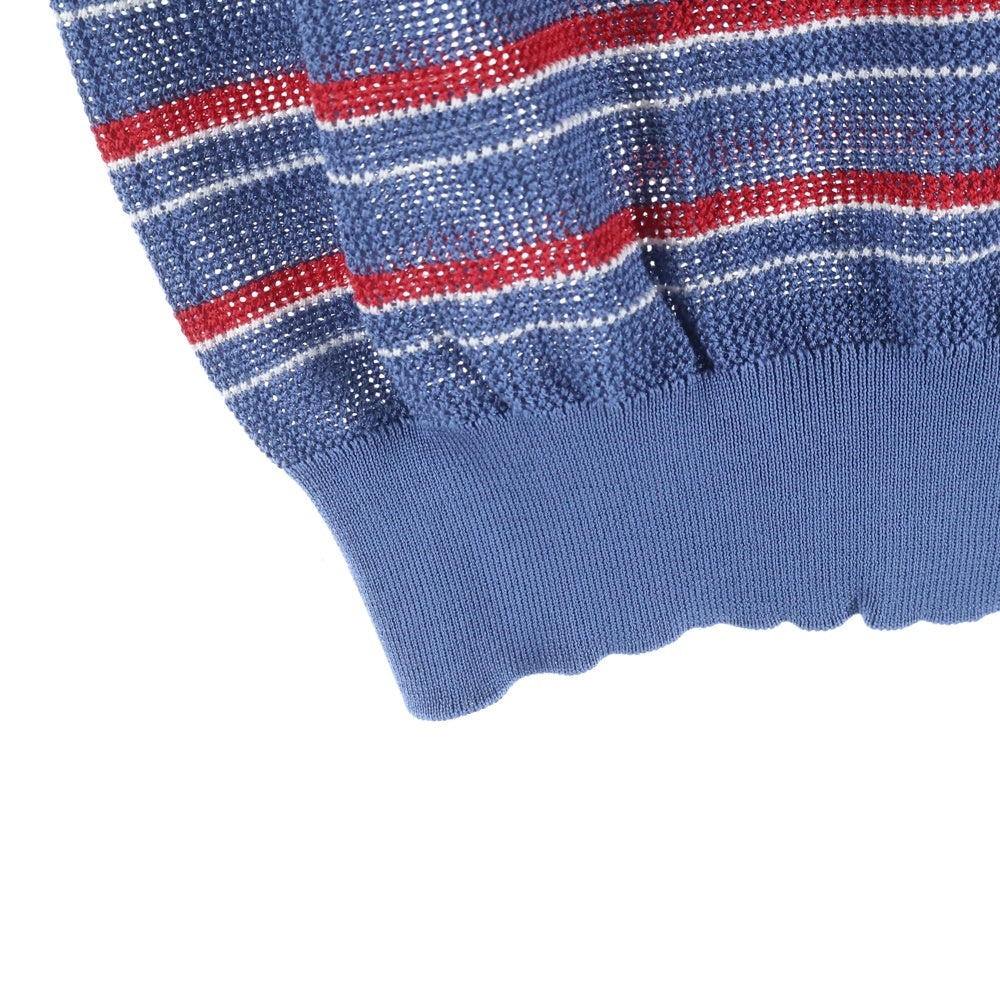 PRADA(プラダ) POLO MCC ストライプ 半袖ニットポロ ブルー/レッド UMB846