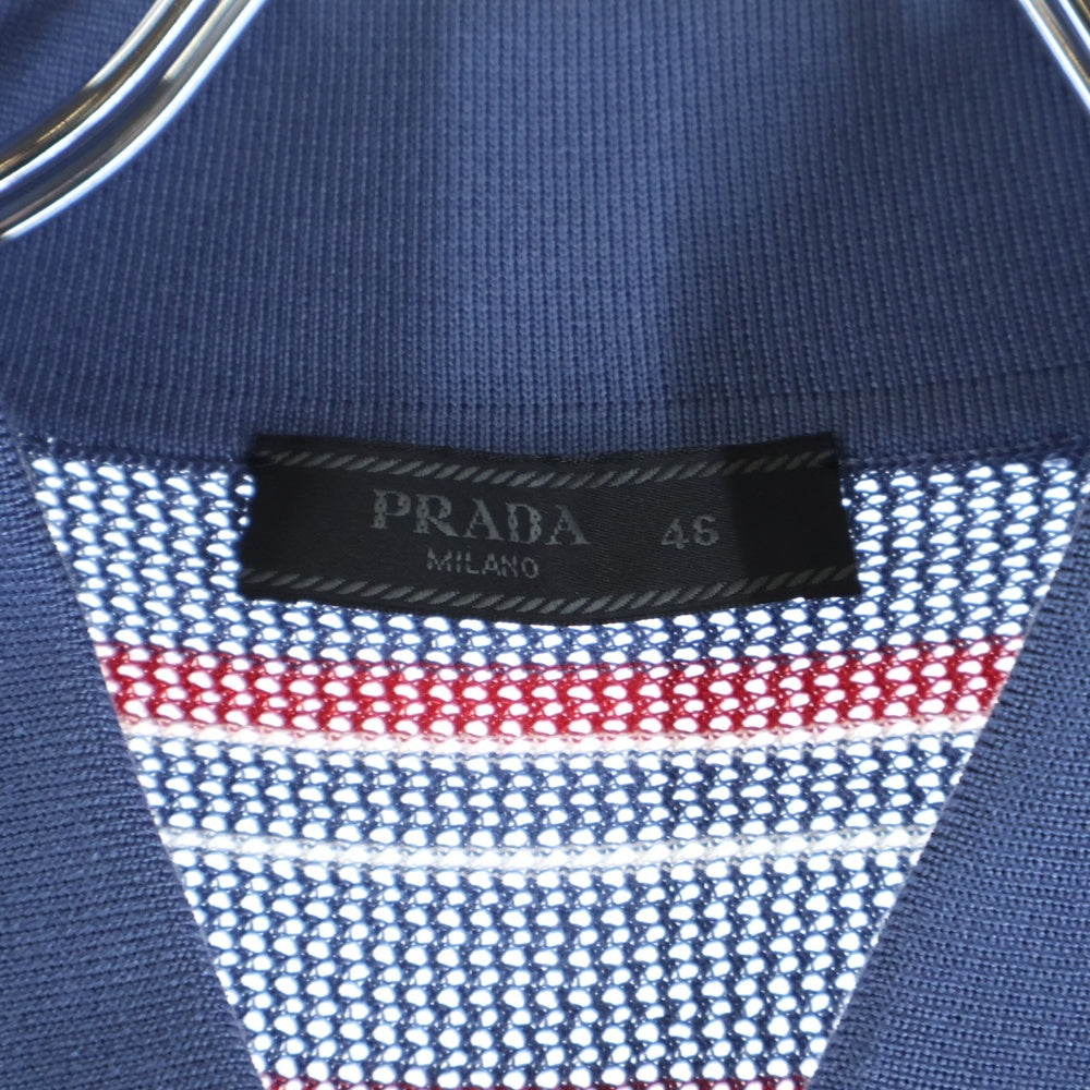 PRADA(プラダ) POLO MCC ストライプ 半袖ニットポロ ブルー/レッド UMB846