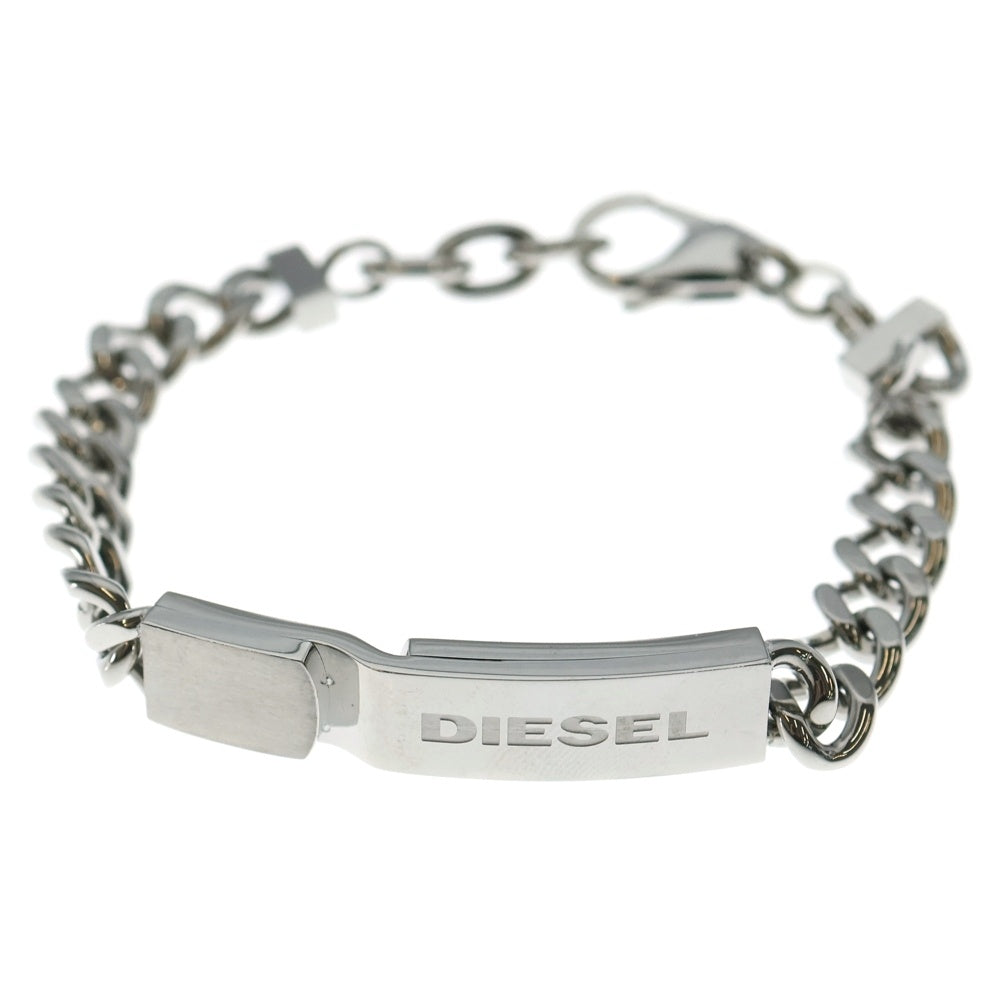 DIESEL(ディーゼル) ロゴプレート IDチェーンブレスレット シルバー DX0966040