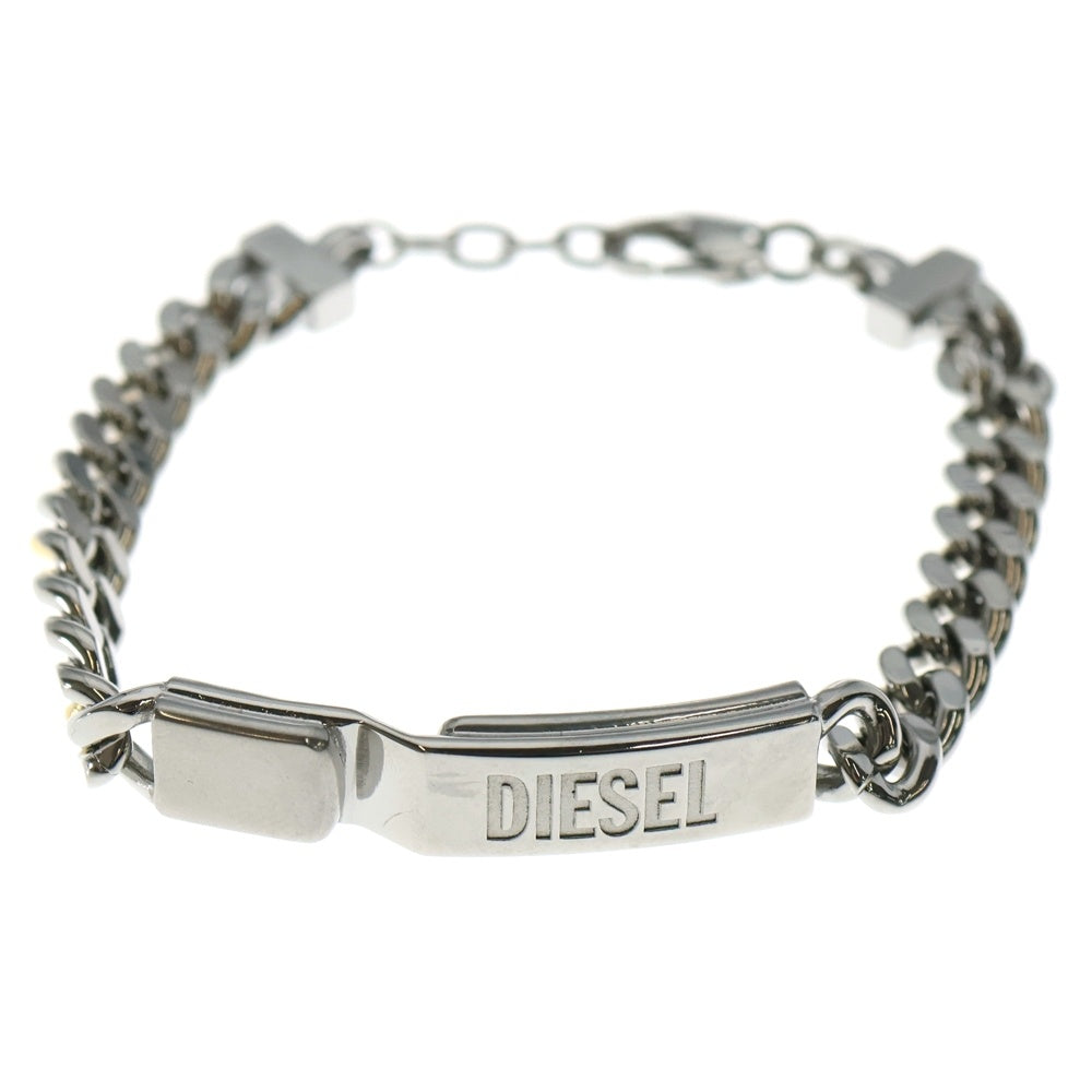 DIESEL(ディーゼル) ロゴプレート IDチェーンブレスレット シルバー/ゴールド DX1457931