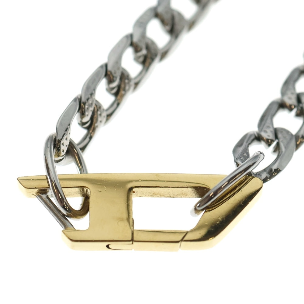 DIESEL(ディーゼル) STEEL NECKLACE Dロゴ チェーンネックレス シルバー/ゴールド DX1343 レディース