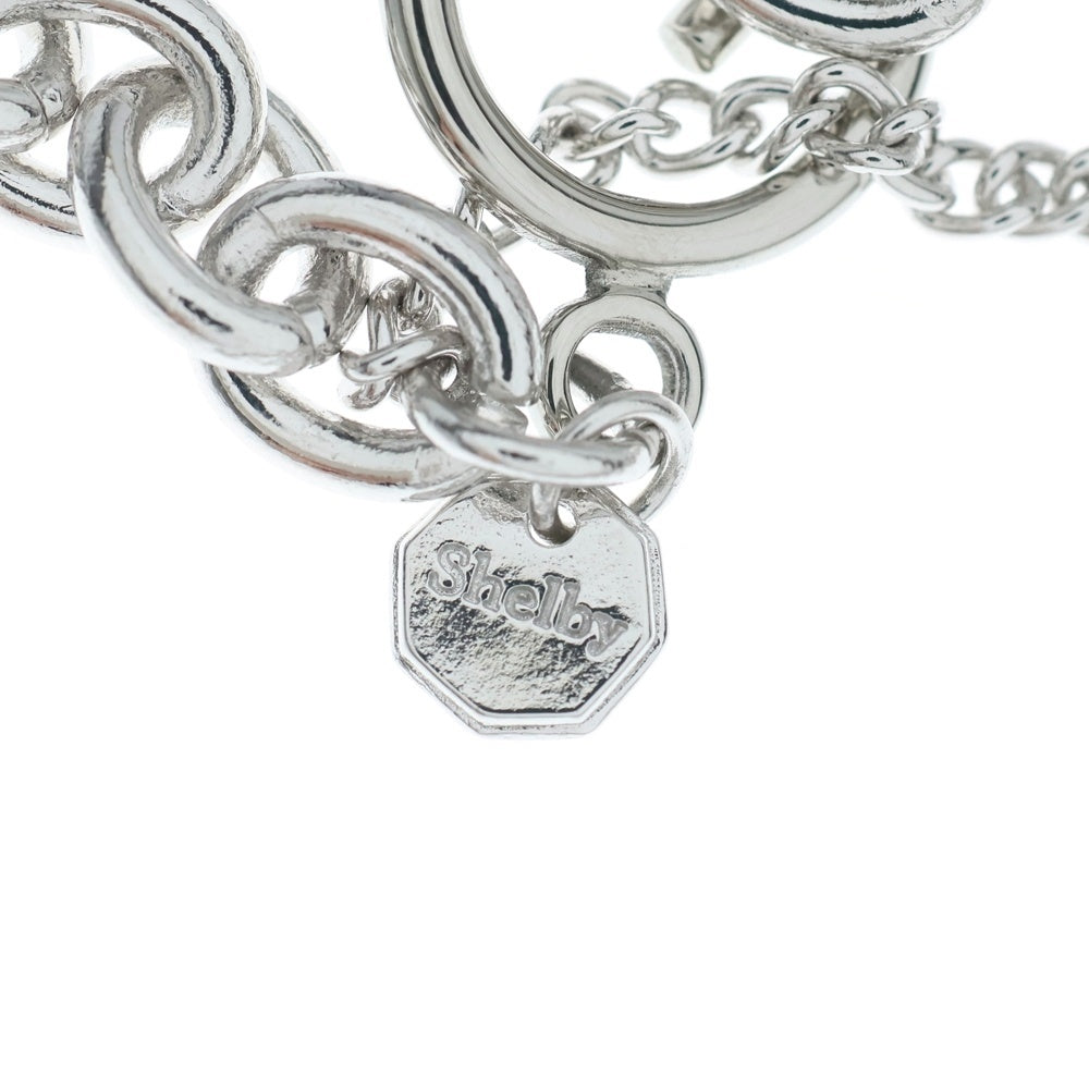 NO BRAND(ノーブランド) SHELBY (シェルビー) ペイント加工 サークルチェーン ネックレス シルバー/ホワイト