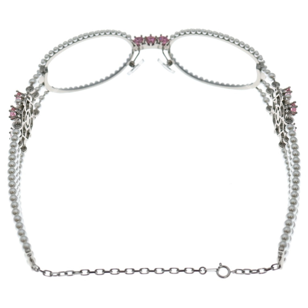 GENTLE MONSTER(ジェントルモンスター) Bijou De 02 オーバル型 パール装飾 メタルフレームサングラス アイウェア シルバー/ホワイト/ピンク レディース