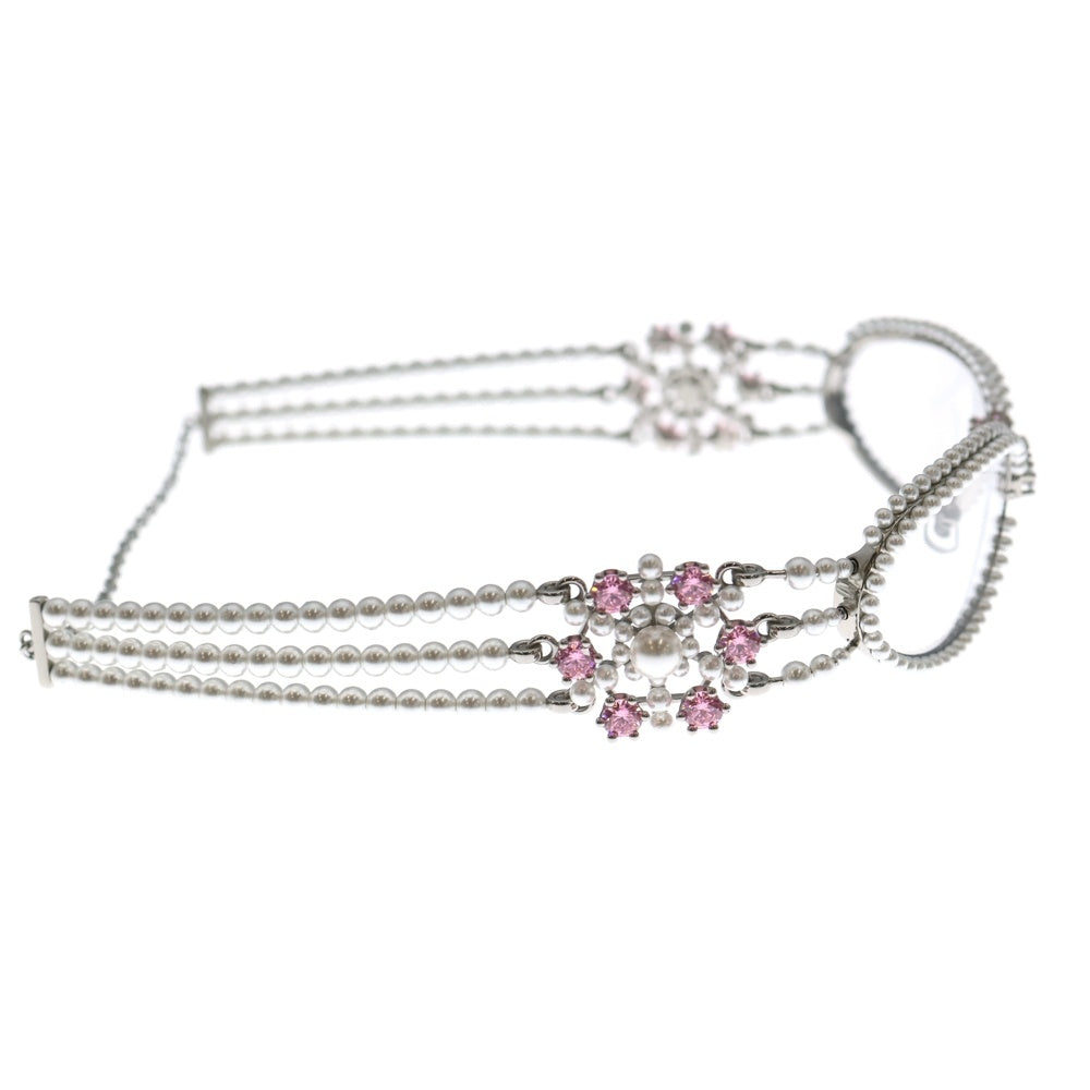 GENTLE MONSTER(ジェントルモンスター) Bijou De 02 オーバル型 パール装飾 メタルフレームサングラス アイウェア シルバー/ホワイト/ピンク レディース