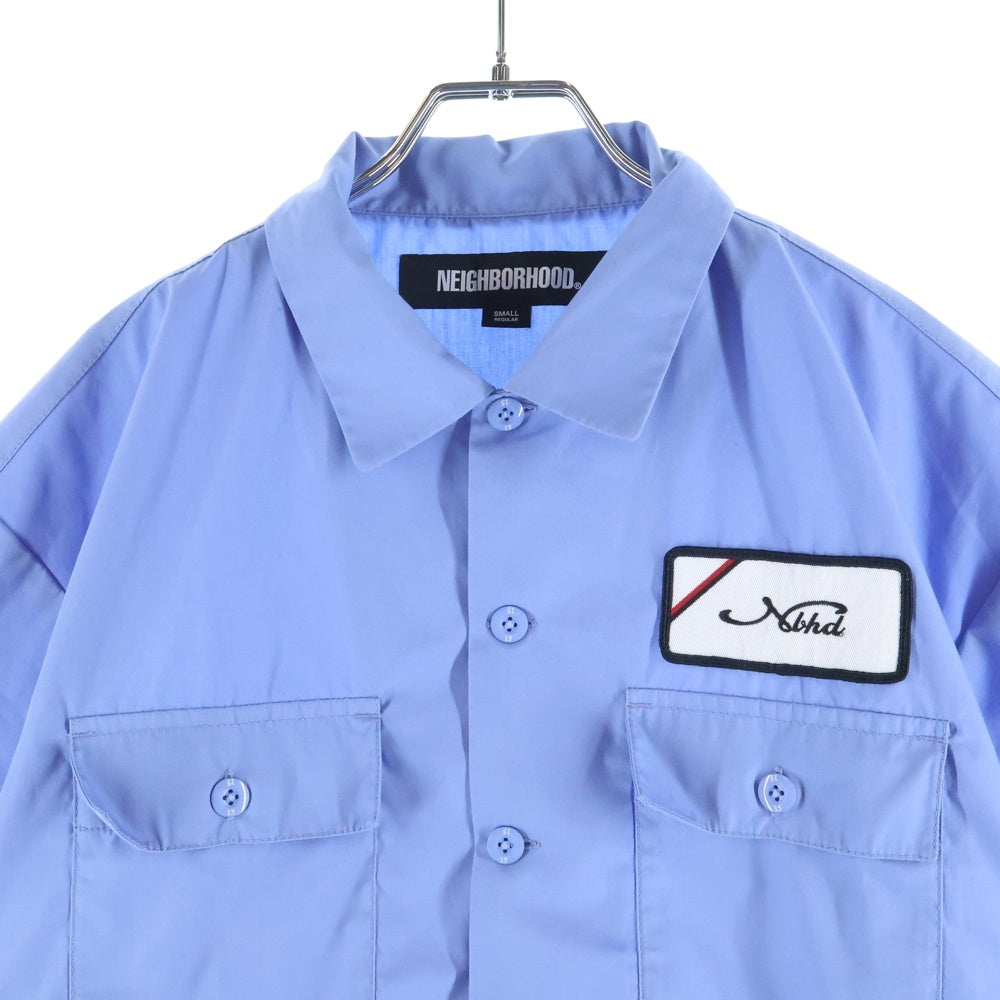 NEIGHBORHOOD(ネイバーフッド) 25SS CLASSIC WORK SHIRT クラシック ロゴワッペン 半袖ワークシャツ ブルー 251TSNH-SHM02