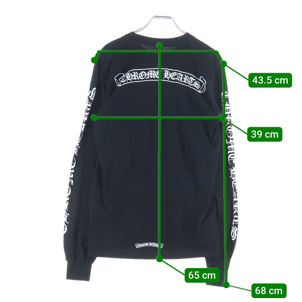 CHROME HEARTS(クロムハーツ) Scroll Logo L/S Pocket T-shirt スクロールロゴ 袖ロゴプリント クルーネック長袖ポケットTシャツ カットソー ブラック