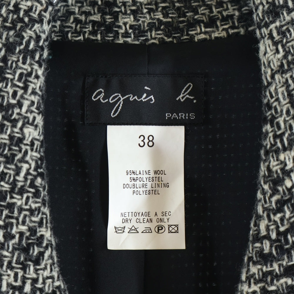 agnes b.(アニエスベー) ボタンアップ ツイード チェスターコート レディース グレー