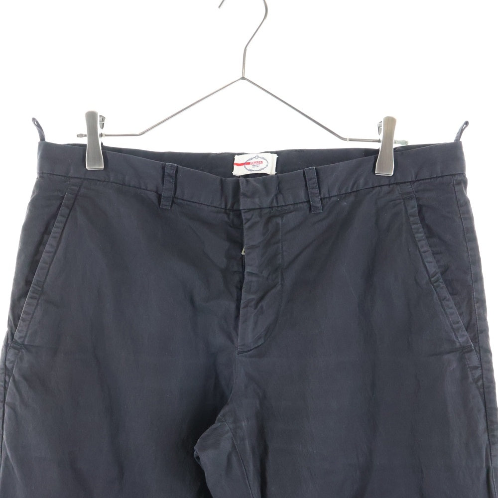 PRADA SPORT(プラダ スポーツ) 09SS ロゴパッチ コットンナイロン ノータックストレートパンツ ブラック SPD50P