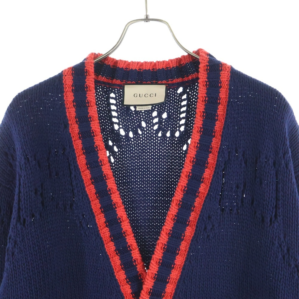 GUCCI(グッチ) GGロゴ ローゲージ ニットカーディガン ネイビー 692156 XKCBA
