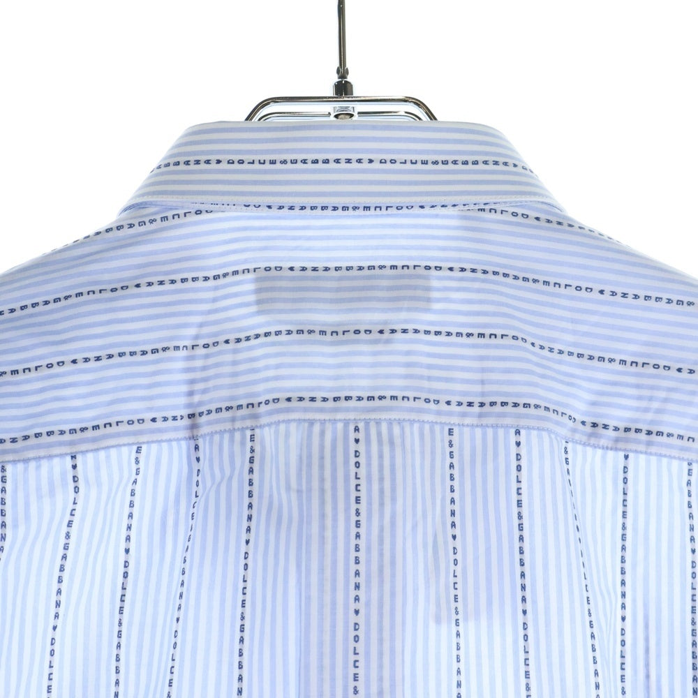 DOLCE & GABBANA(ドルチェアンドガッバーナ) ロゴデザイン ロングスリーブ ストライプシャツ ブルー/ホワイト G5EX3T FB5M7