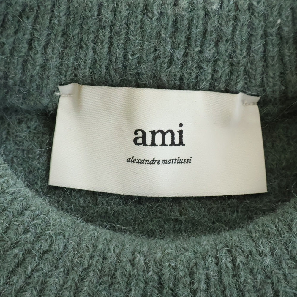 AMI Alexandre Mattiussi(アミアレクサンドルマテュッシ) ハートロゴ クルーネックニットセーター グリーン UKS025.KN0032