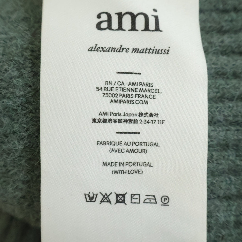 AMI Alexandre Mattiussi(アミアレクサンドルマテュッシ) ハートロゴ クルーネックニットセーター グリーン UKS025.KN0032