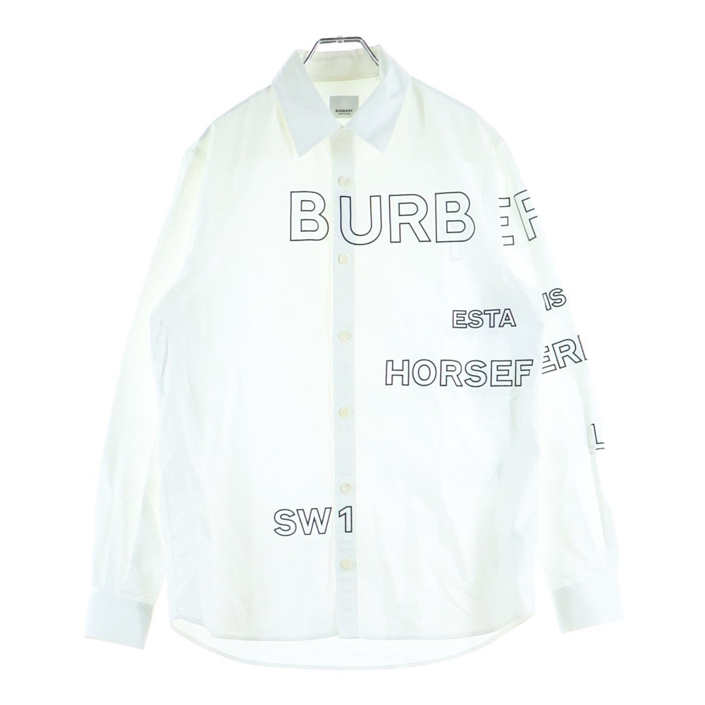 BURBERRY(バーバリー) ホースフェリー ロゴプリント ロングスリーブ コットンシャツ ホワイト 8036768