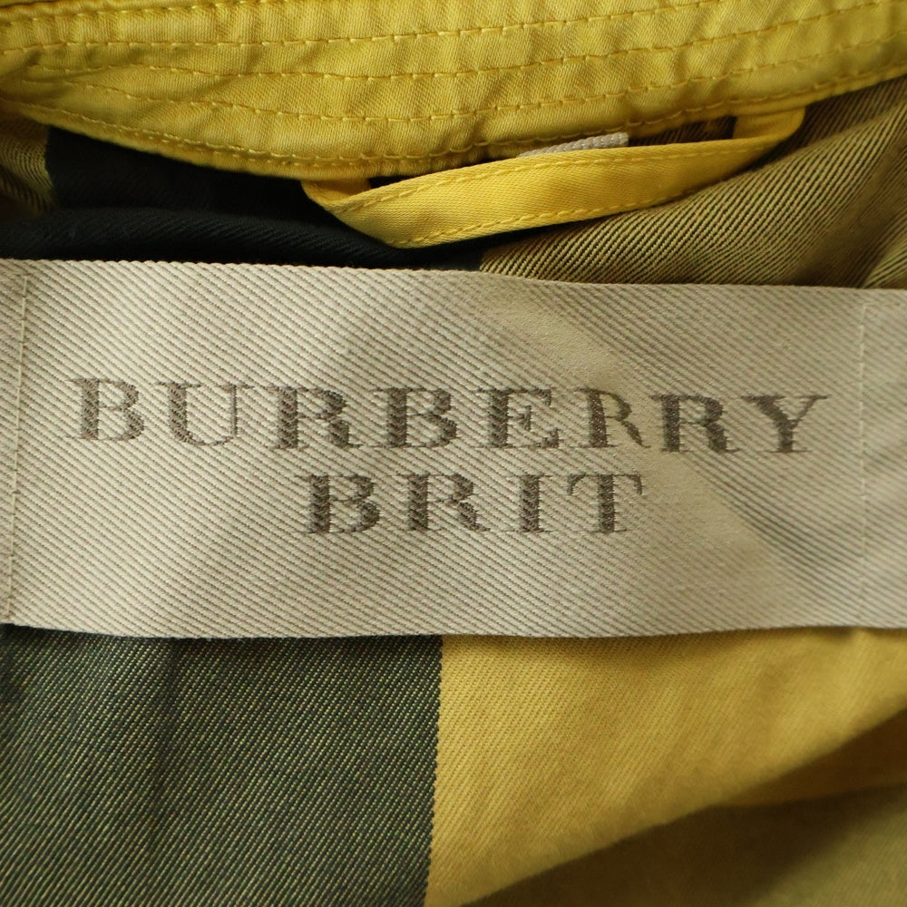 BURBERRY BRIT(バーバリー ブリット) 裏地チェック ジップアップ ロングコート イエロー 3719690