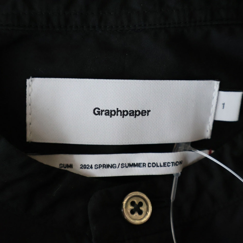 Graphpaper(グラフペーパー) 24SS BROAD L/S OVERSIZED BAND COLLAR SHIRT ブロード オーバーサイズ バンドカラー 長袖シャツ ブラック/ホワイト GM241-50002C