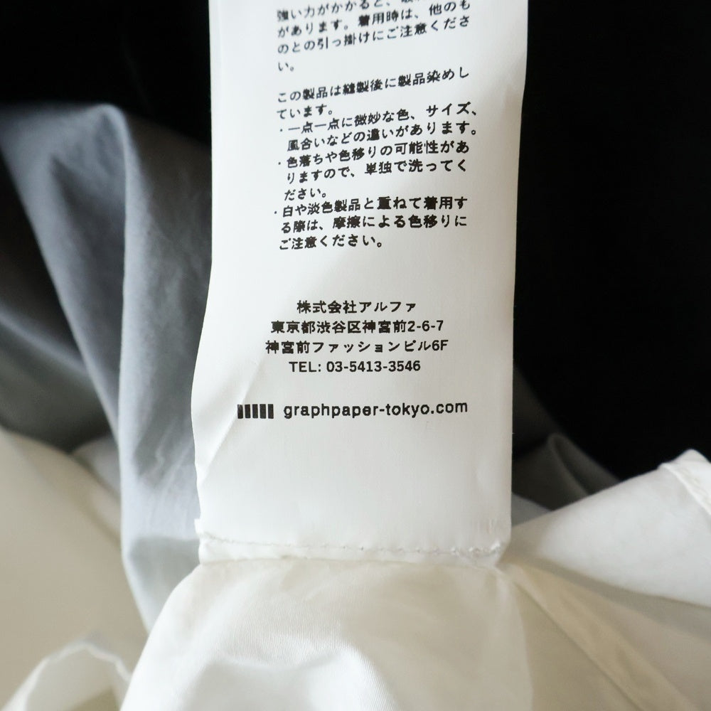 Graphpaper(グラフペーパー) 24SS BROAD L/S OVERSIZED BAND COLLAR SHIRT ブロード オーバーサイズ バンドカラー 長袖シャツ ブラック/ホワイト GM241-50002C