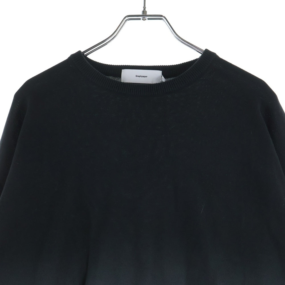 Graphpaper(グラフペーパー) 24SS PIECE DYED HIGH GAUGE KNIT OVERSIZED CREW NECK ピースダイド オーバーサイズ クルーネック ハイゲージニット セーター ブラック/ホワイト GU241-80251C