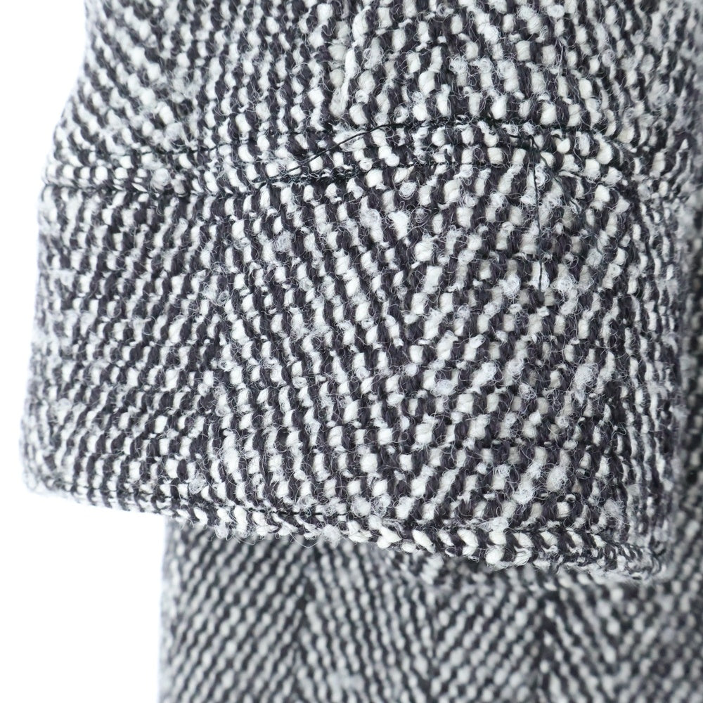 OVERCOAT(オーバーコート) ツイード ウール ステンカラーコート ブラック/ホワイト