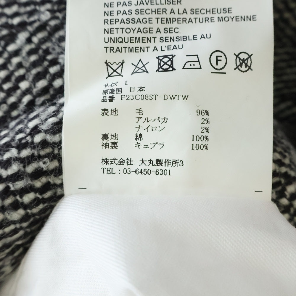 OVERCOAT(オーバーコート) ツイード ウール ステンカラーコート ブラック/ホワイト