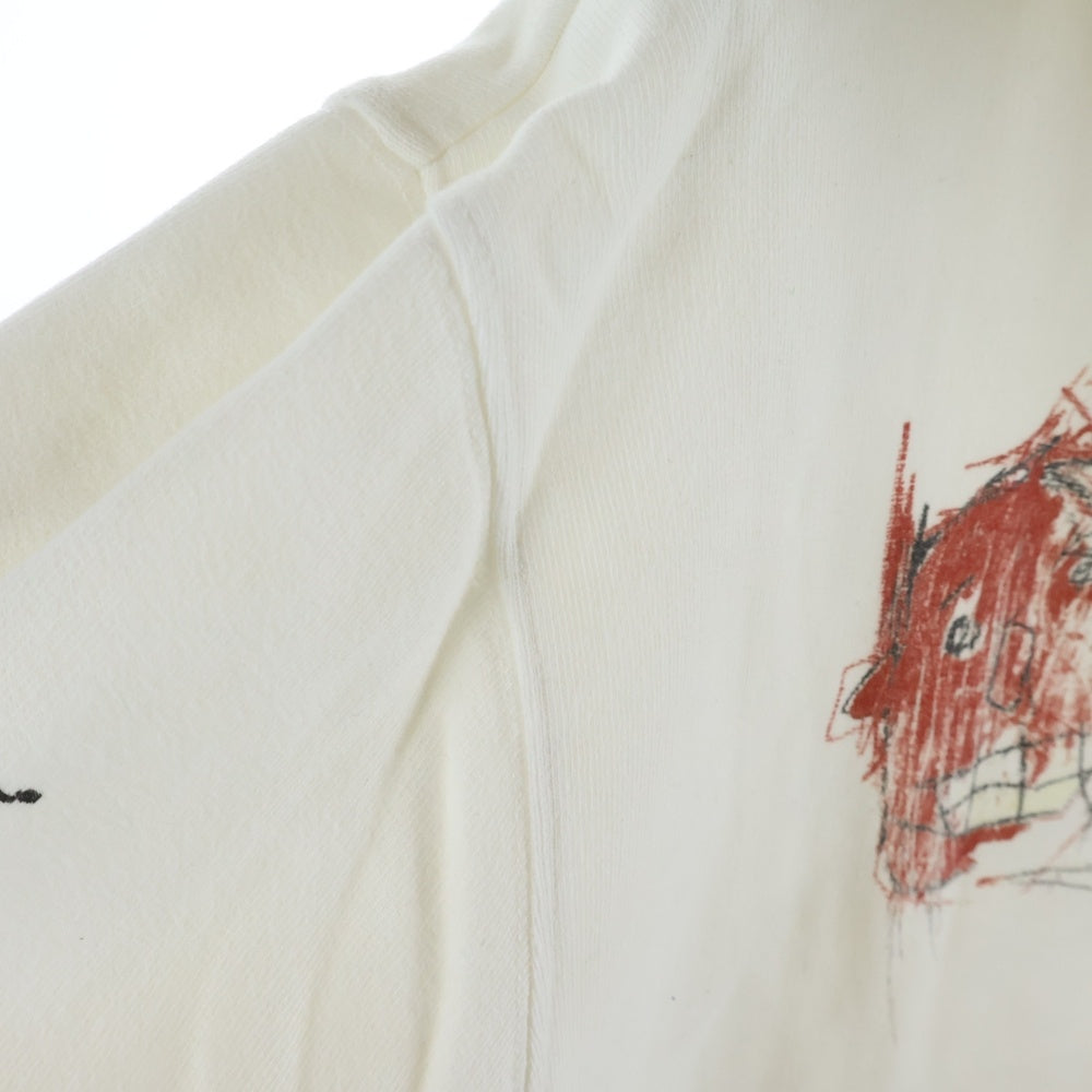 OFF-WHITE(オフホワイト) 19SS ×BASQUIAT バスキア 両面グラフィックプリント スウェット フーデットプルオーバーパーカー ホワイト OMBB034T19192002