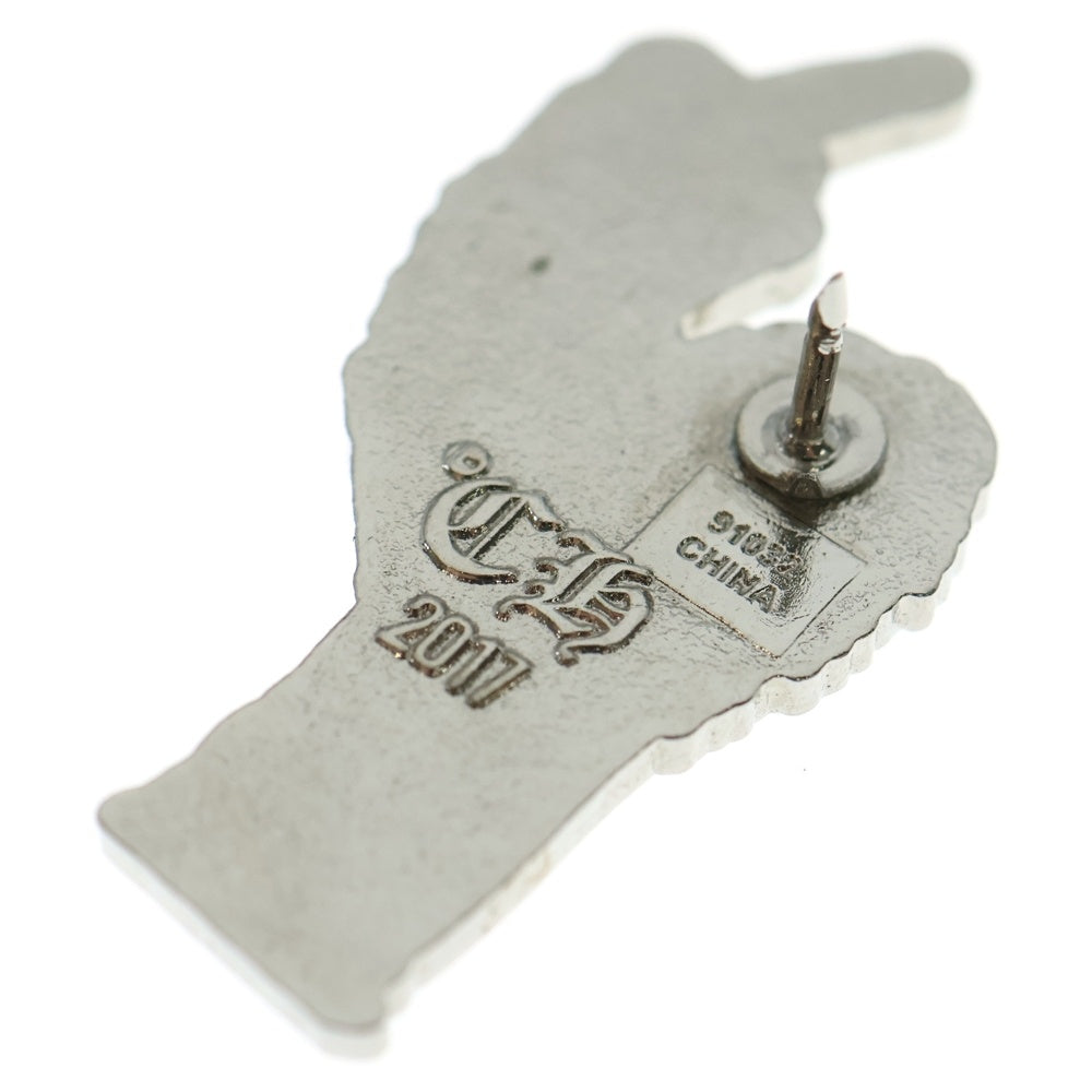 CHROME HEARTS(クロムハーツ) Middle Finger Pin リチャードスターク ミドルフィンガー ピンバッチ ブラック/ホワイト