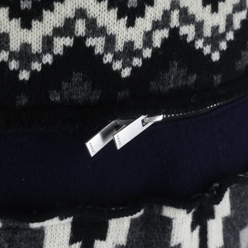 Sacai(サカイ) 19AW ジップドッキングデザイン ニット ロングワンピース ネイビー レディース 19-04741