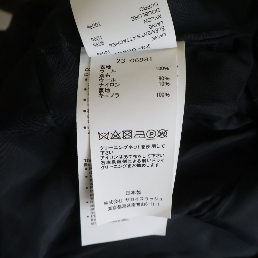 Sacai(サカイ) 23AW CHALK STRIPE JACKET 変形デザイン ショート丈 ストライプ テーラードジャケット ブラック 23-06981 レディース