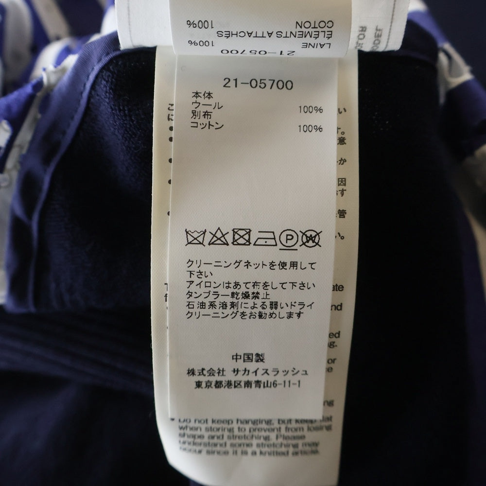 Sacai(サカイ) 21AW ペイズリー柄 ニットドッキング 七分丈シャツ ブルー レディース 21-05700