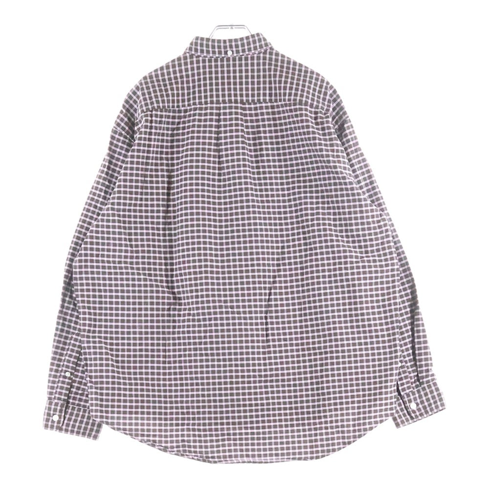 SUPREME(シュプリーム) 23AW Loose Fit Oxford Shirt 胸ロゴエンブロイダリー ルーズフィット オックスフォード 長袖チェックシャツ ブラウン/ピンク