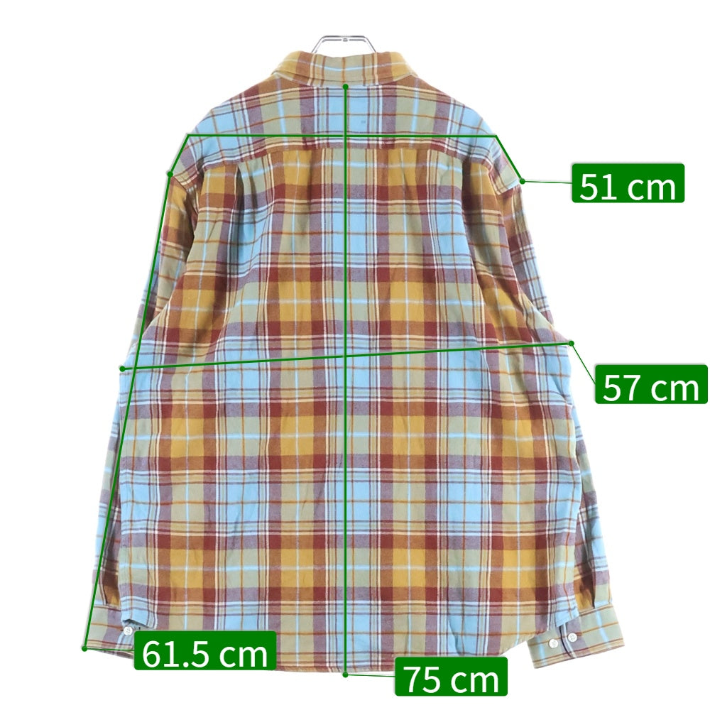 SUPREME(シュプリーム) 22AW Plaid Flannel Shirt 胸ロゴエンブロイダリー フランネル 長袖チェックシャツ ブラウン/ライトブルー