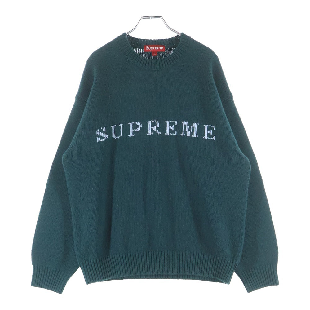 SUPREME(シュプリーム) 25AW Contrast Logo Sweater コントラストロゴ クルーネックニットスウェット セーター グリーン