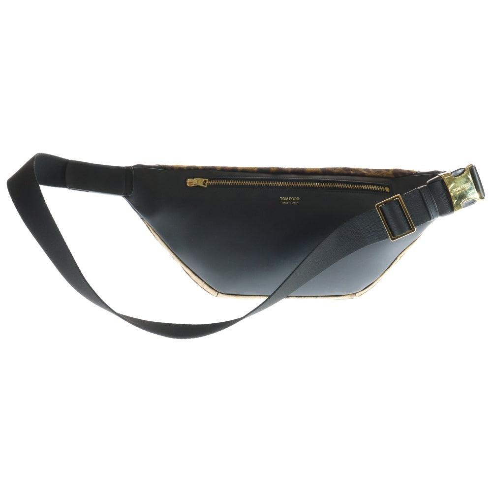TOM FORD(トムフォード) ハラコ レオパード柄 レザー ワンショルダーバッグ ウエストポーチ ブラウン レディース