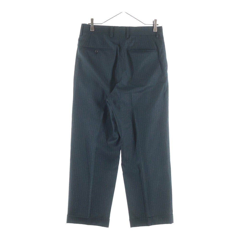 WACKO MARIA(ワコマリア) DORMEUIL / GLITTER PLEATED TROUSERS (TYPE-2) グリッターストライプ プリーツトラウザー スラックスパンツ グリーン