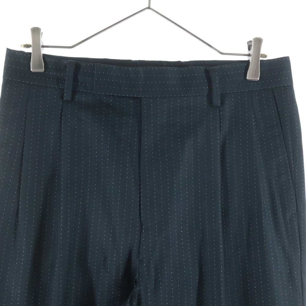 WACKO MARIA(ワコマリア) DORMEUIL / GLITTER PLEATED TROUSERS (TYPE-2) グリッターストライプ プリーツトラウザー スラックスパンツ グリーン