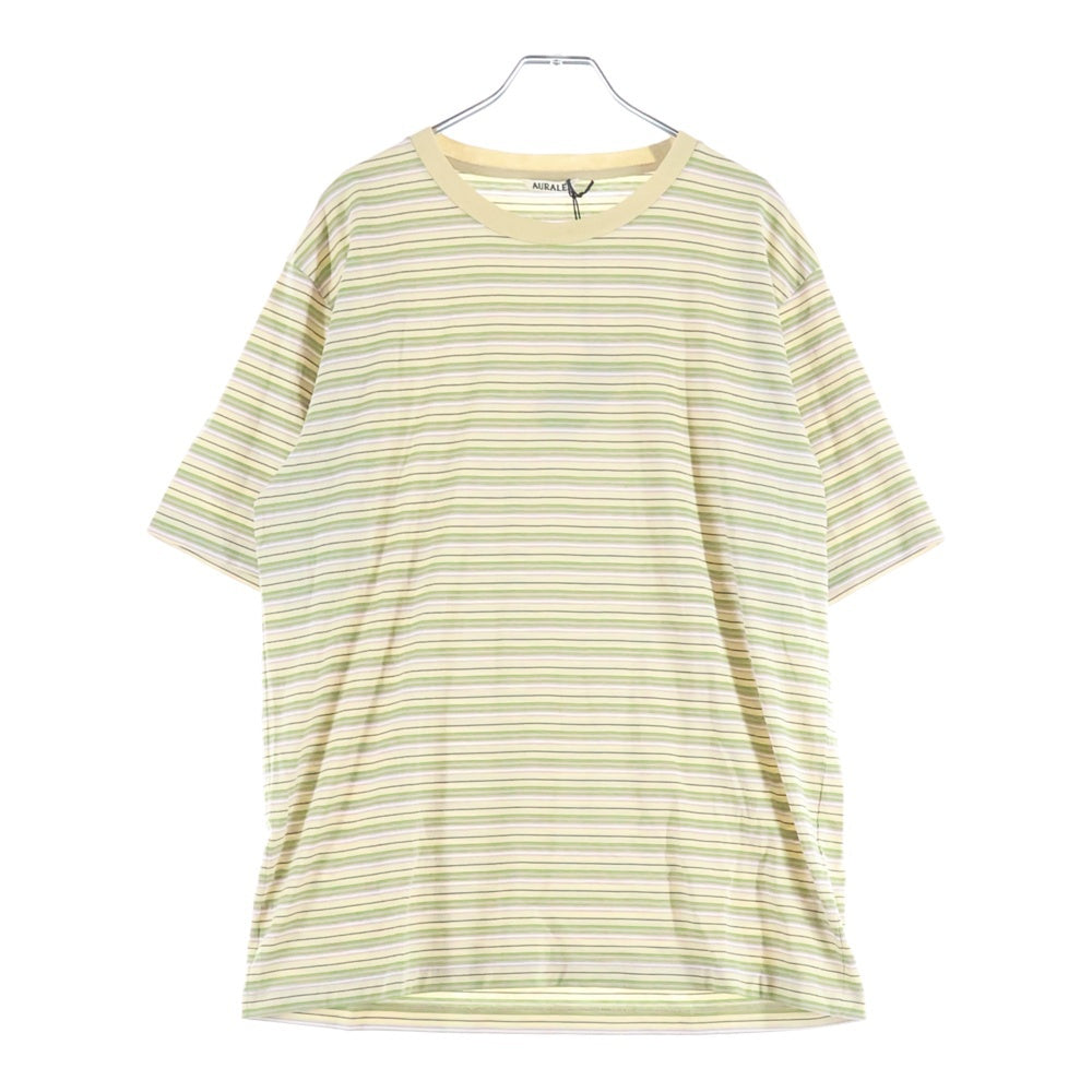 AURALEE(オーラリー) 24SS HARD TWIST COTTON BORDER TEE ハードツイスト コットン ボーダー柄 クルーネック カットソー 半袖Tシャツ マルチ A24ST02BR